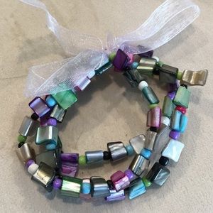 Colorful Faux Mother of Pearl Stretch Bracelet